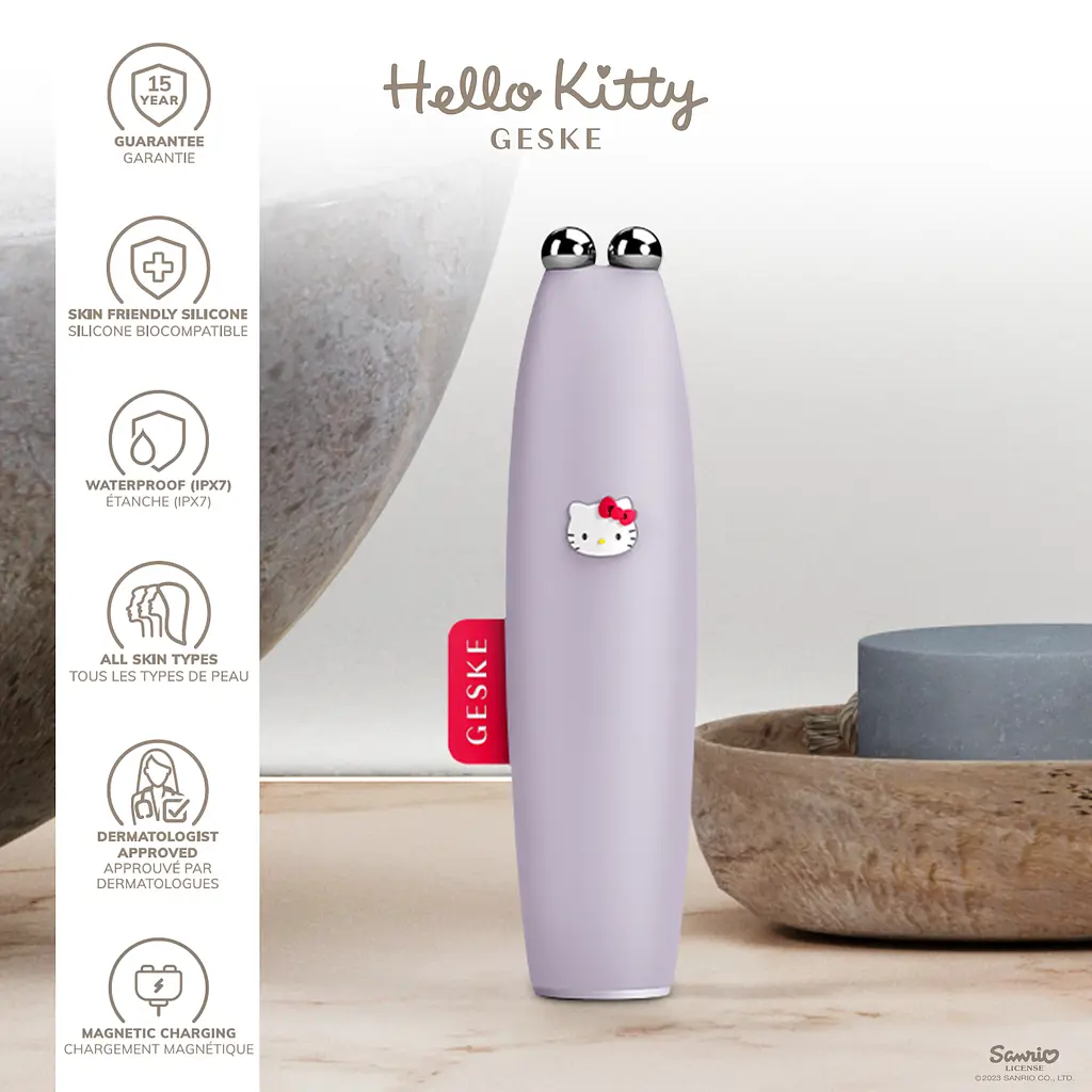 Мікрострумова ручка GESKE MicroCurrent Face-Lift Pen 6 в 1 by Hello Kitty для підтяжки обличчя фіолетова - фото 5