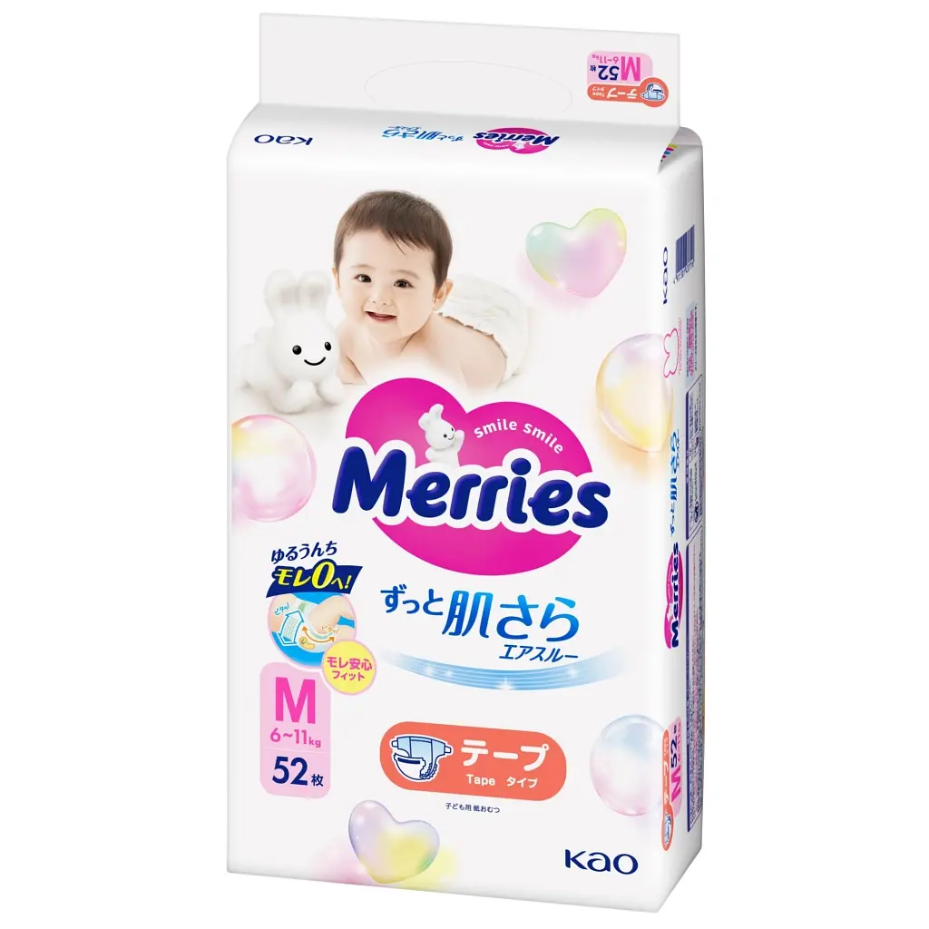 Підгузки Merries Розмір M (6-11 кг) 52 шт (4901301437716)