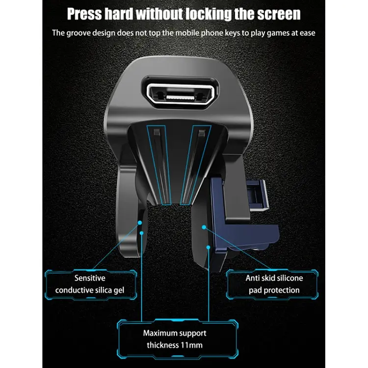 Ігровий макросный тригер зовнішній джойстик для телефону смартфона Memo AK02 ігрові кнопки Black (18541) - фото 5