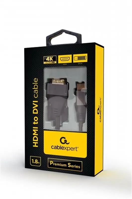 Кабель Cablexpert HDMI - DVI (M/M), двоспрямований, 18 + 1 pin, 1.8 м, Black (CC-HDMI-DVI-4K-6) - фото 2