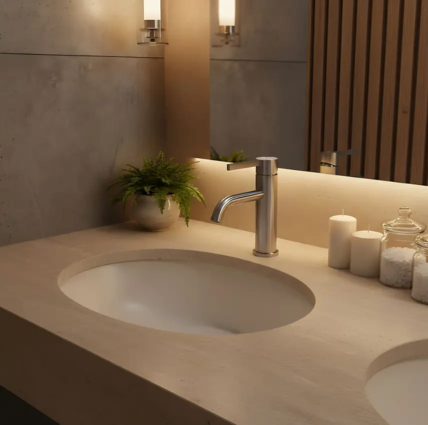 Змішувач для умивальника Rea Foster низький nickel brushed REA-B6323 - фото 4