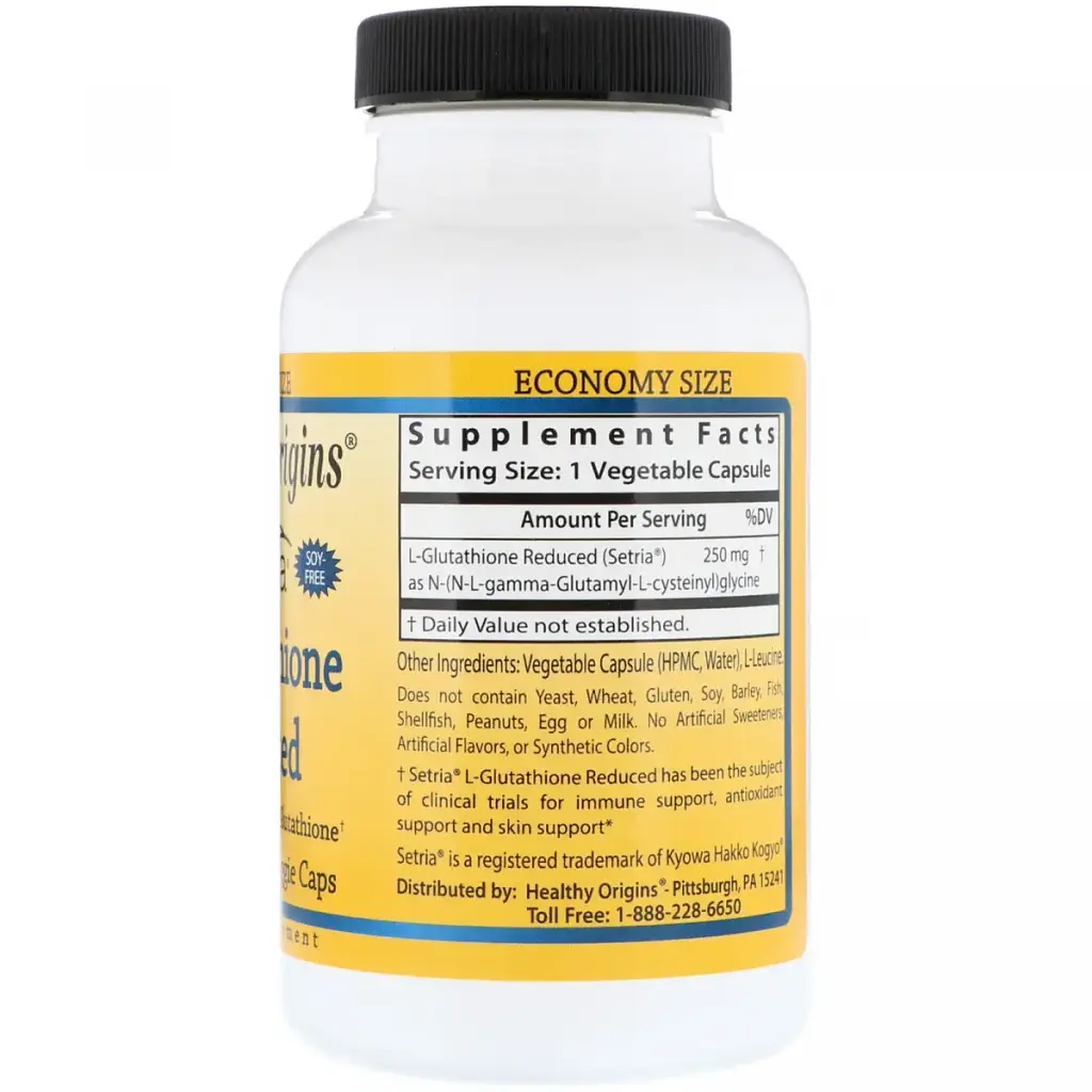 Глутатион Healthy Origins L-Glutathione Setria снижен 250 мг 150 капcул - фото 2