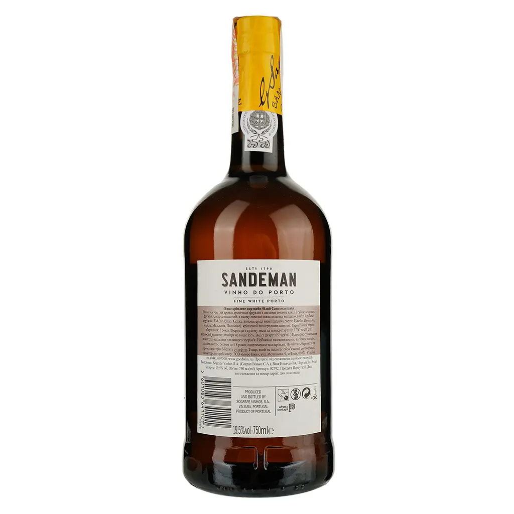 Вино Sandeman Porto White Sogrape Vinhos DO, белое, сладкое, 19,5%, 0,75 л (2792) - фото 2