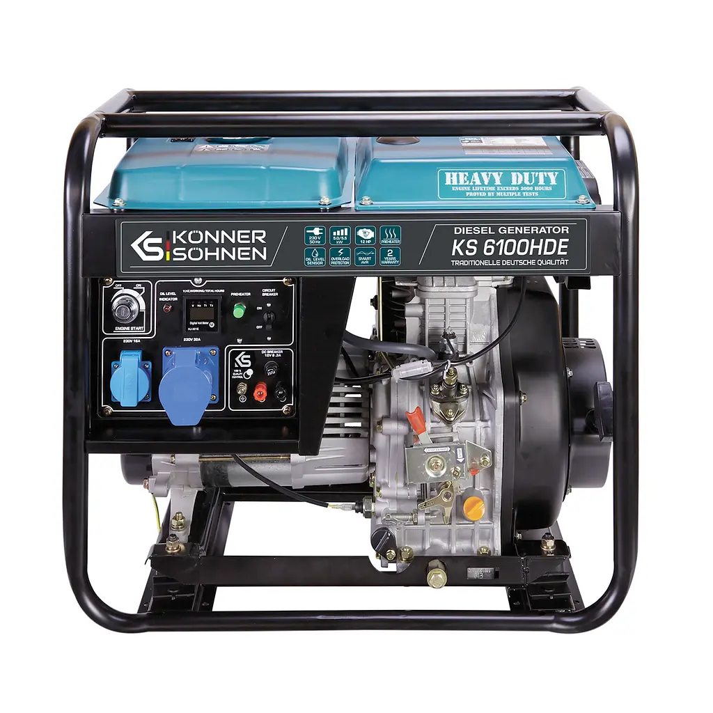 Генератор дизельний Konner&Sohnen KS 6100HDE (EURO V), 230В, 5.5/5.0кВт, електростартер, передстартовий підігрів, 107кг