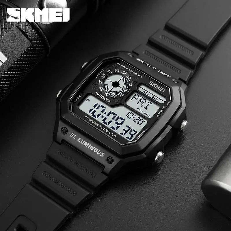 Чоловічий спортивний наручний годинник Skmei 1299 Чорний - фото 4