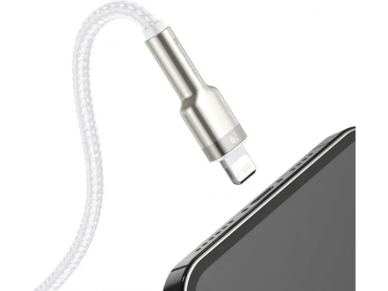 Кабель BASEUS USB Cable to Lightning Cafule Metal 2.4A 1m White (CALJK-A02) - фото 4