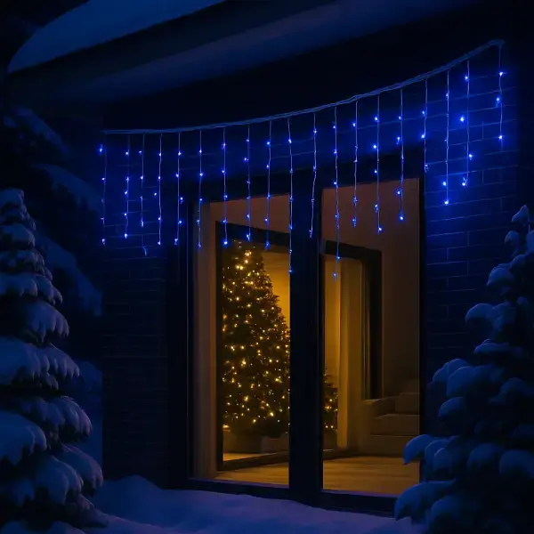 Уличная гирлянда Бахрома GarlandoPro 20 м 335 LED белая проволока Синяя 20MWBL - фото 3