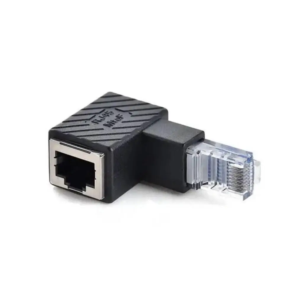 Перехідник адаптер з'єднувач конектор RJ45 MtoF LAN 90° Чорний