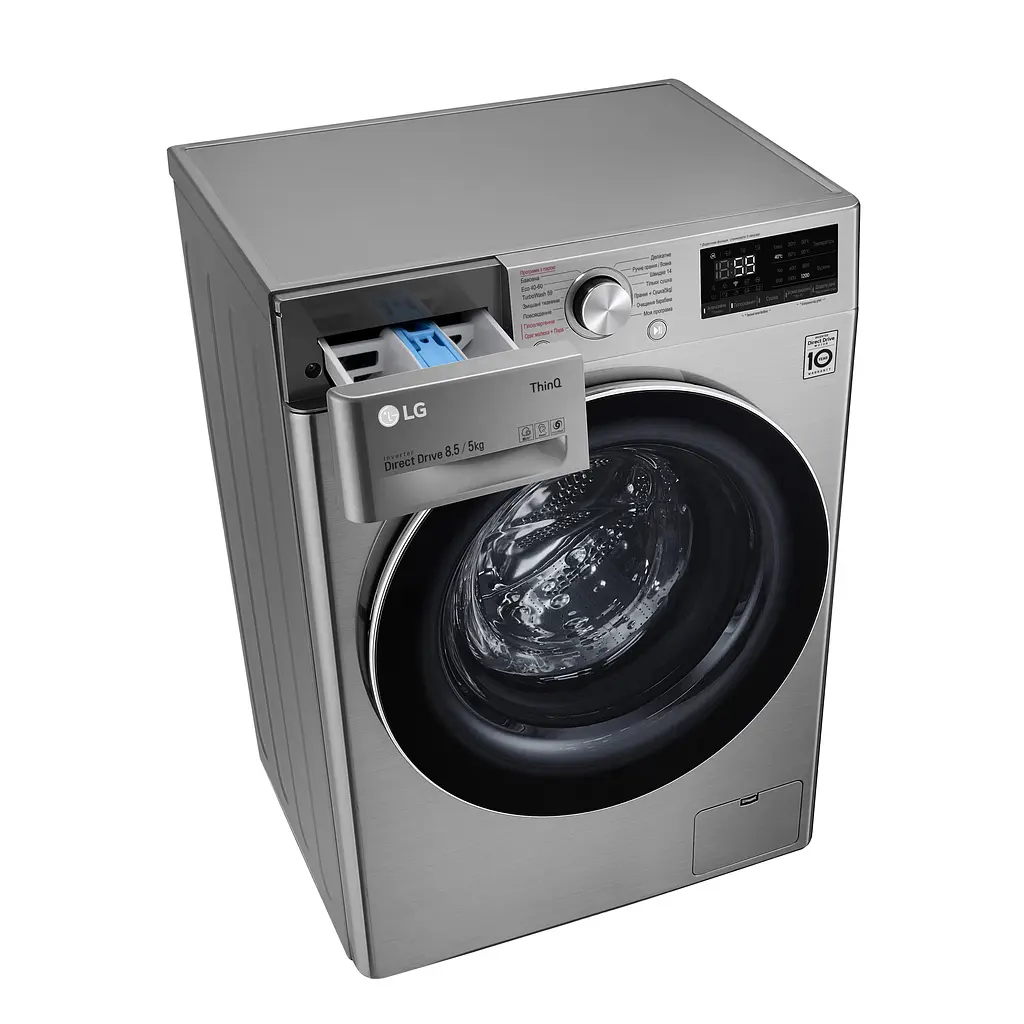 Прально-сушильна машина LG F2V5GG9T, 8,5кг (5кг), 1200, A, Пар, глибина 47см, Дисплей, Інвертор, Сріблястий (F2V5GG9T) - фото 6