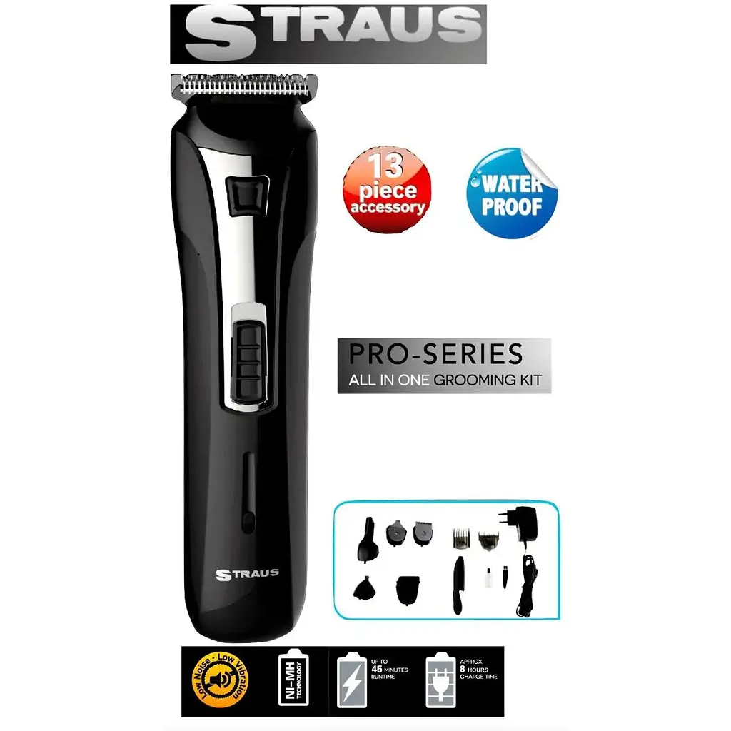 Универсальный аккумуляторный триммер Straus ST/GK-0610B 13 в 1 машинка для стрижки волос бороды Черный - фото 3