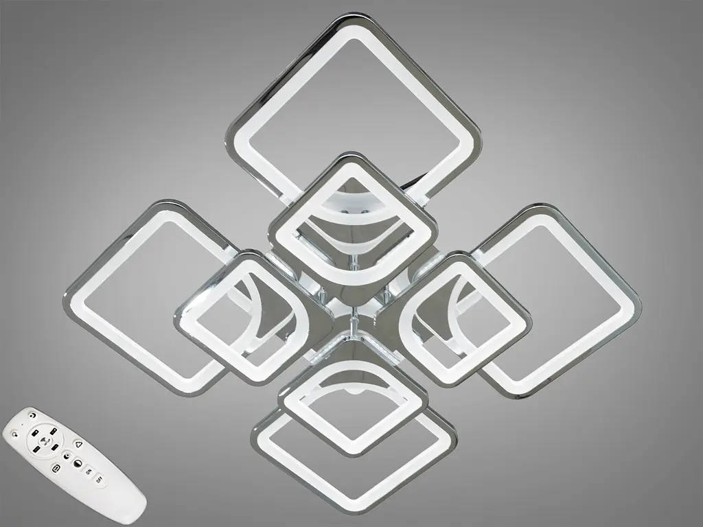 Стельова LED-люстра Diasha 8060/4+4HR 110W, Ø60x14 см, 3 кольори світла, диммер, пульт - фото 2