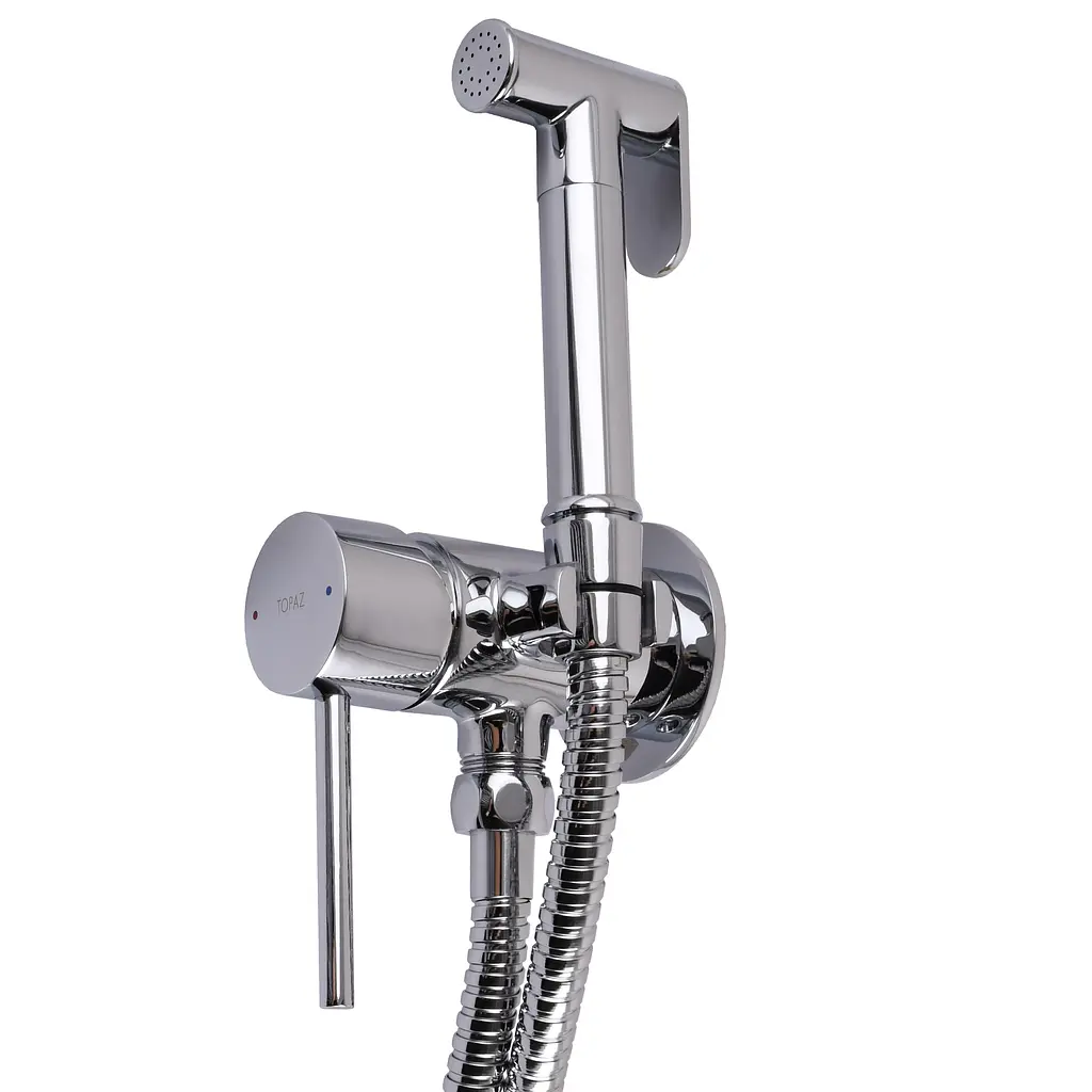 Смеситель гигиенический TOPAZ LOFT TLF 32106-H39-C латунный моноблок для ванной с душевым шлангом и креплением - фото 6