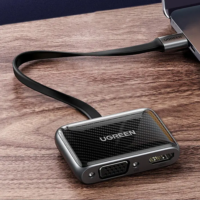 Перехідник Ugreen USB 2.0 Type-C HDMI+VGA HDMI 1.4b CM303 чорний - фото 2