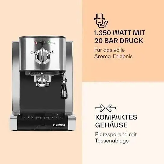 Кофеварка Klarstein Passionata 20 бар 1350 Вт (10031702) - фото 5