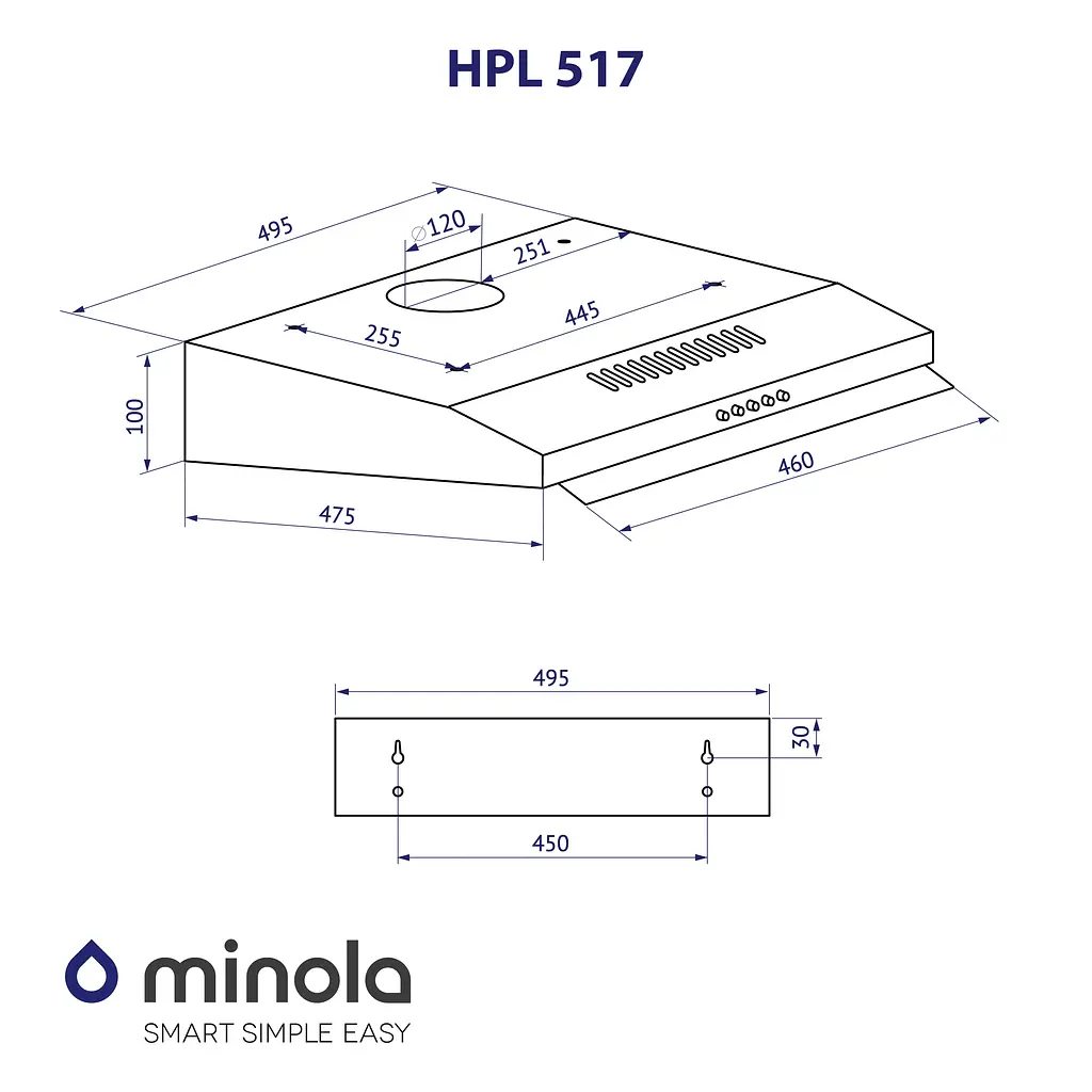 Витяжка плоска MINOLA HPL 517 WH - фото 11