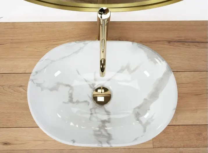 Умивальник Rea Amelia 34,5x48 marble shiny (REA-U8001) - фото 3