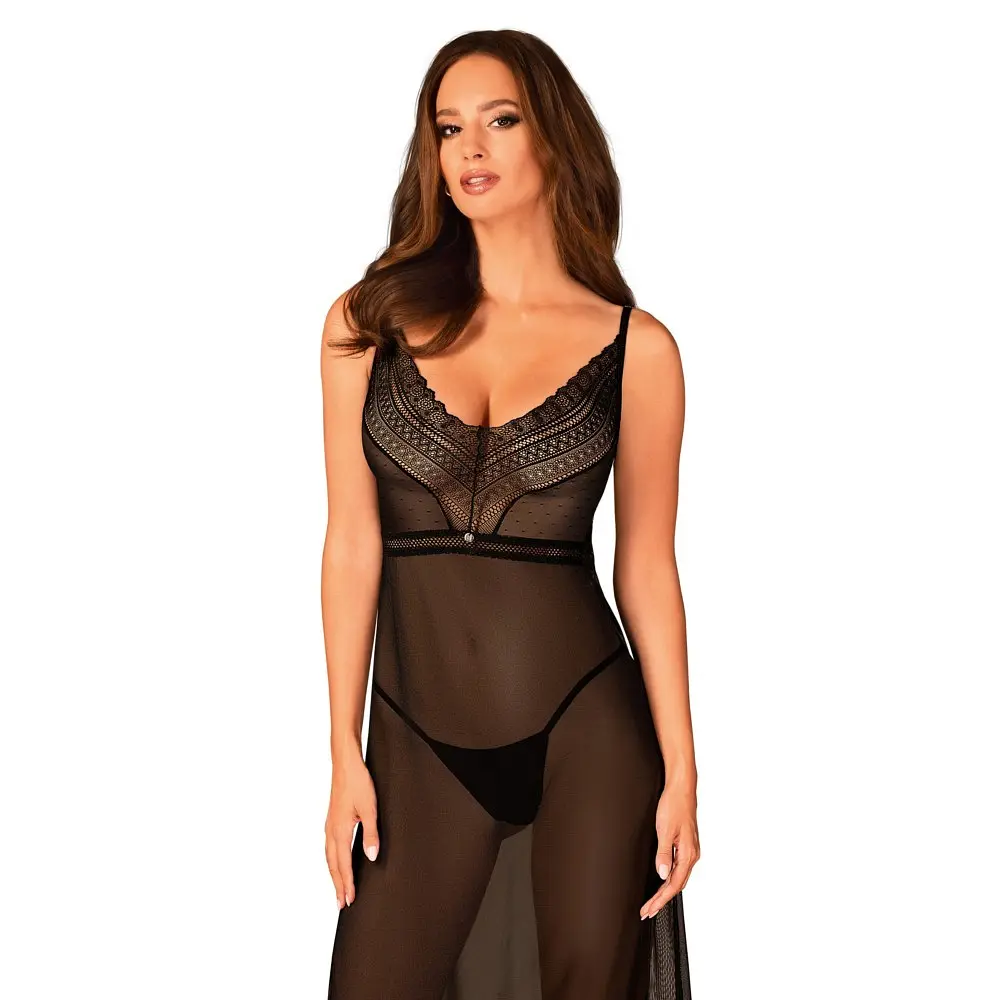 Сорочка еротична Obsessive Estiqua chemise, M/L - фото 3