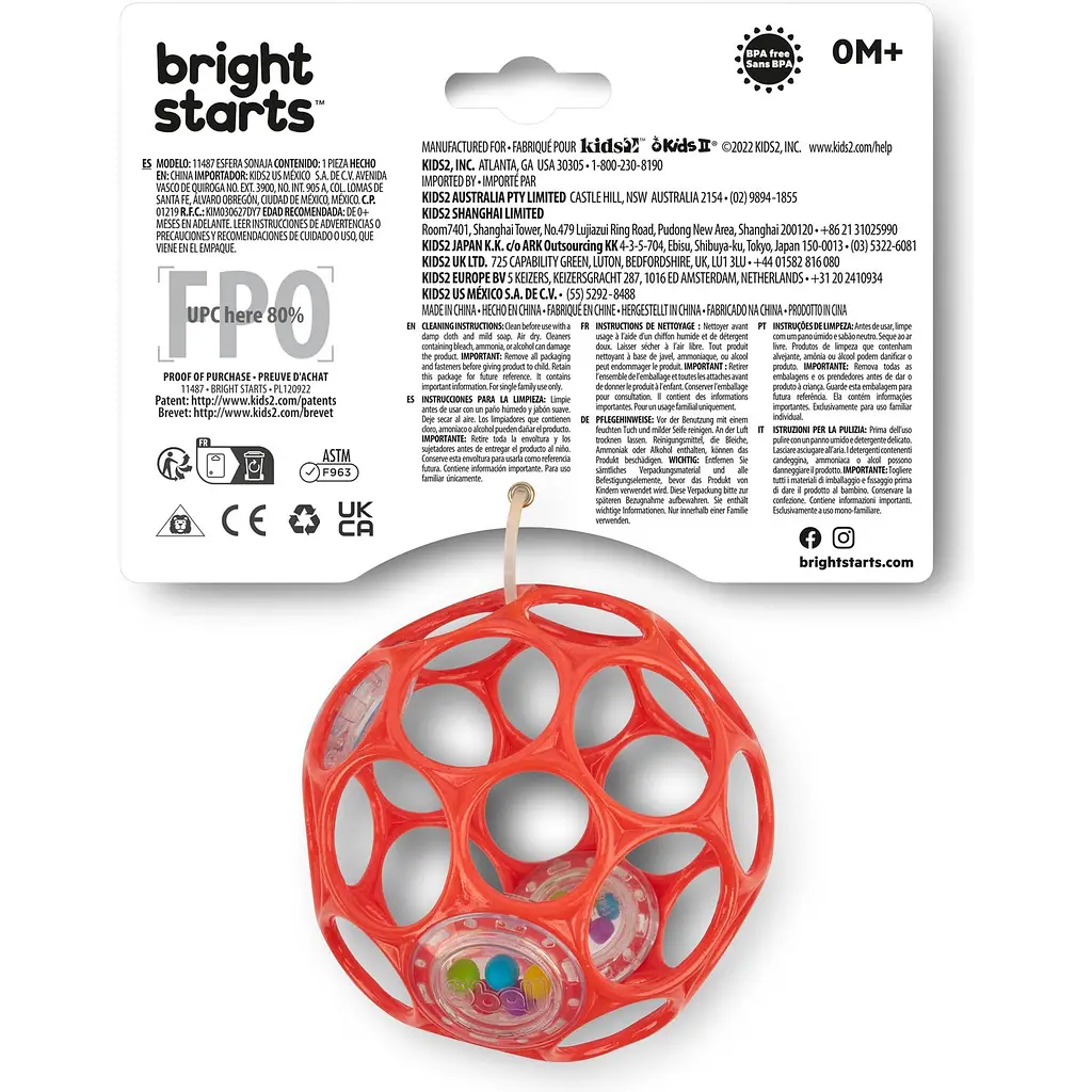 Іграшка-брязкальце Bright Starts Oball Rattle червона (11487) - фото 4