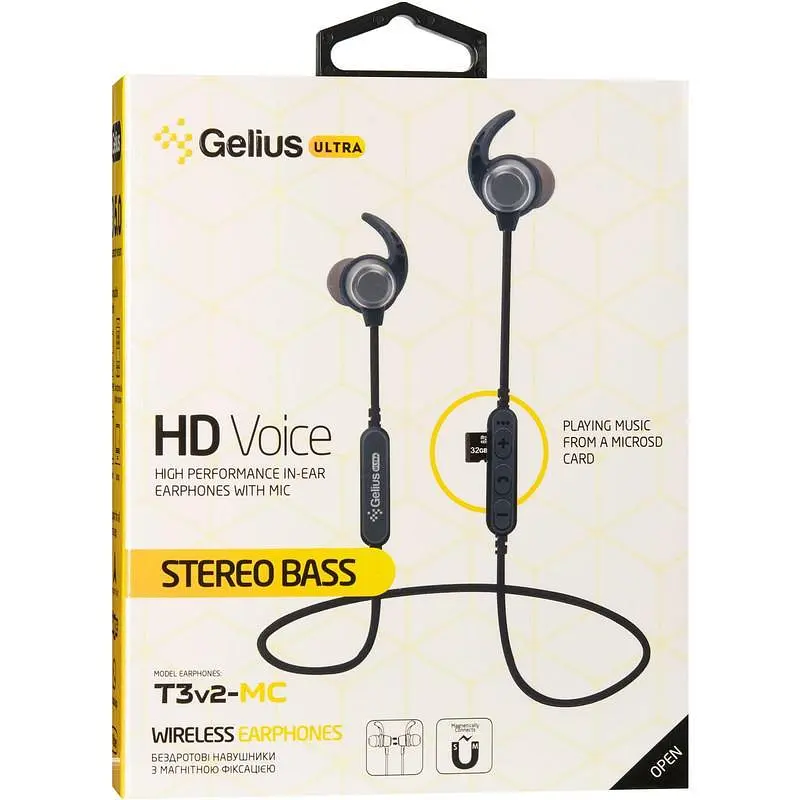 Бездротова гарнітура Bluetooth навушники Gelius Ultra T3v2-MC Black - фото 3