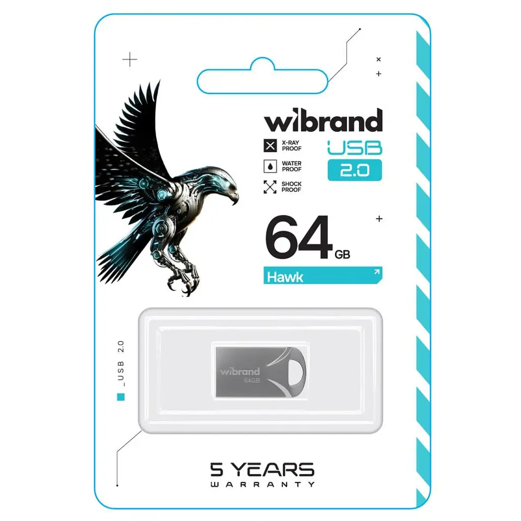 Flash Wibrand USB 2.0 Hawk 64Gb Silver - фото 2