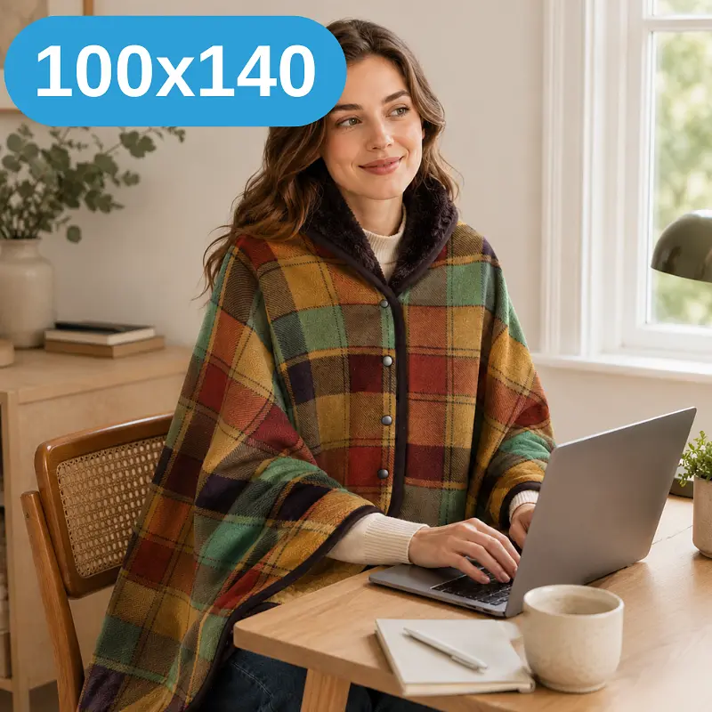 Універсальний плед-халат-шаль Solve у різнокольорову клітинку 100 x 140 см (KT9000902) - фото 2