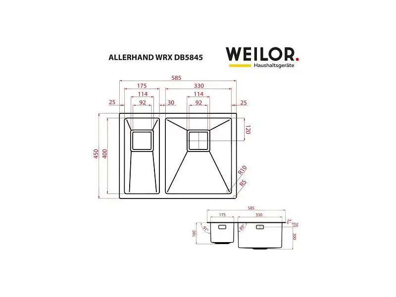 Кухонна мийка Weilor Allerhand WRX DB5845 - фото 8