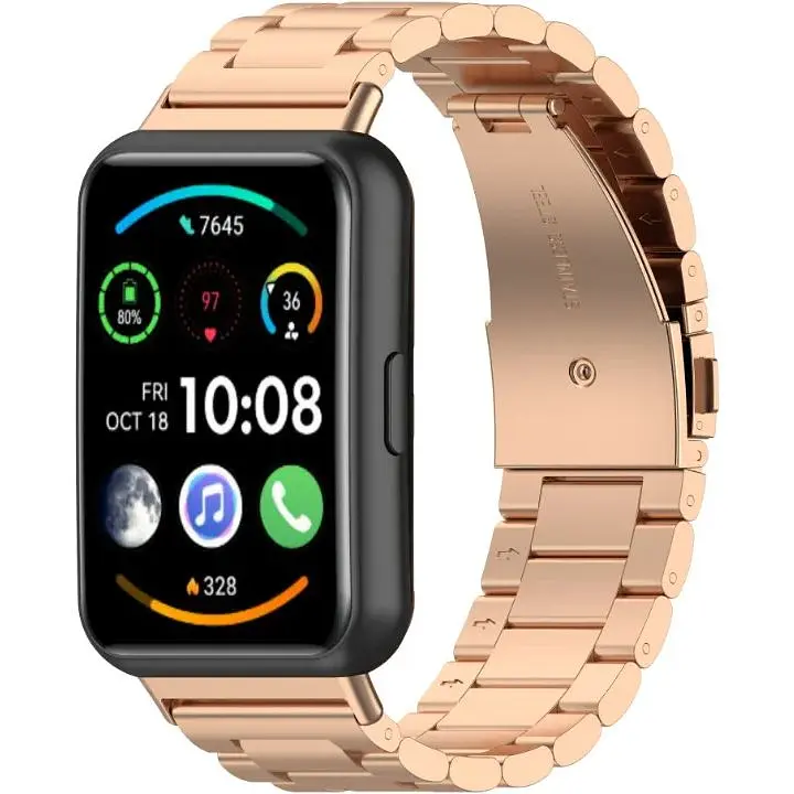 Ремінець DK для Huawei Watch Fit 2 Metal Fitlink Steel Watch Band (рожеве золото) - фото 3