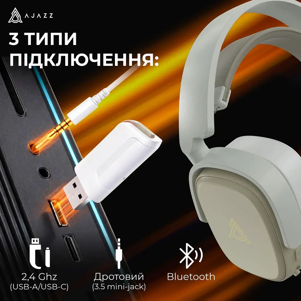 Ігрова гарнітура Ajazz AHM09 MAX Gray White (AHM09-MAX-GW) - фото 7