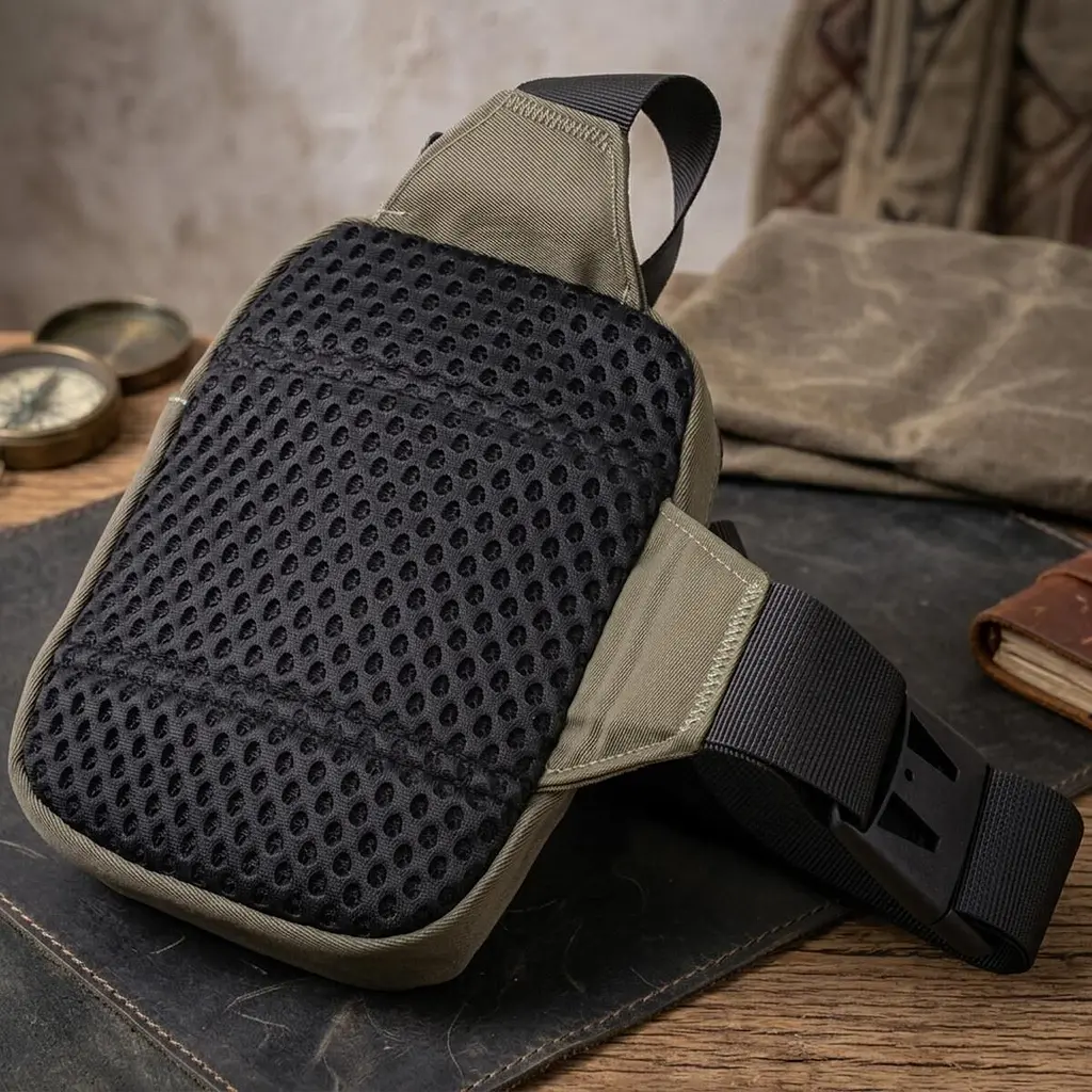 Невелика слінг сумка для подорожей із якісного текстилю Vintage 22871 зелена - фото 4