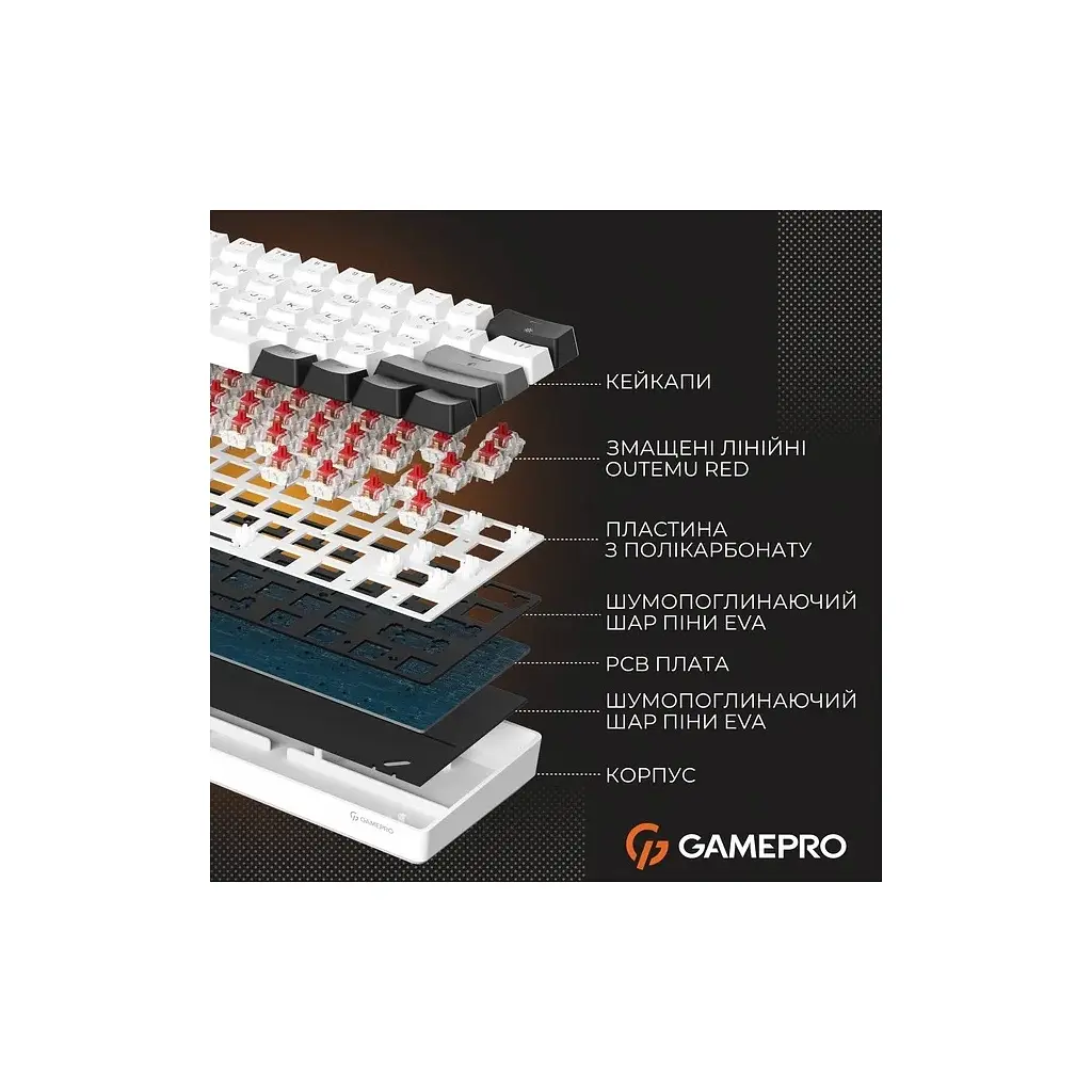 Клавіатура GamePro Genesis Infinity MK130BW Outemu Swithes USB White (MK130BW) - фото 6