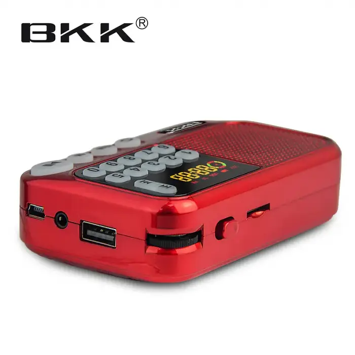 Радіоприймач з FM USB MicroSD BKK S99 радіо на акумуляторі 18650 Червоний - фото 4