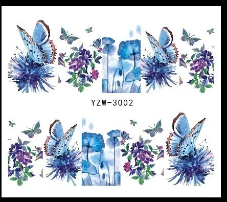 Наклейки для нігтів Квіточки з метеликами YZW-3002