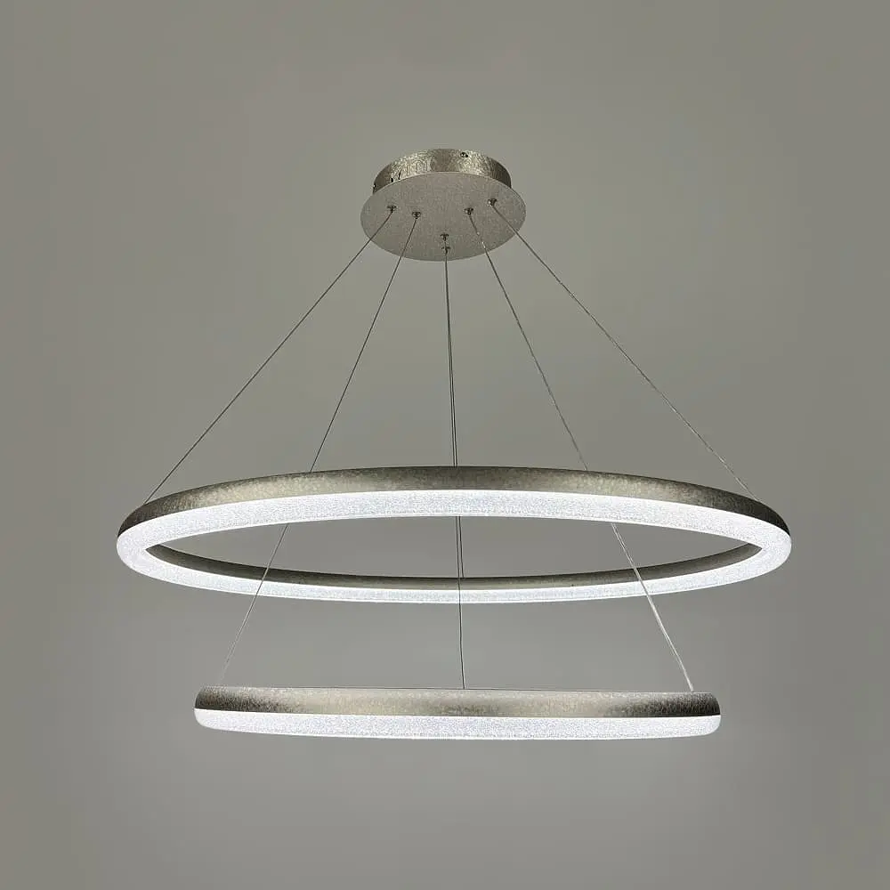 LED люстра подвесная в двойном кольцевом корпусе Ø 65+83 см Line F | Ст. MJ342-800+600 Ice Flower Silver - фото 7
