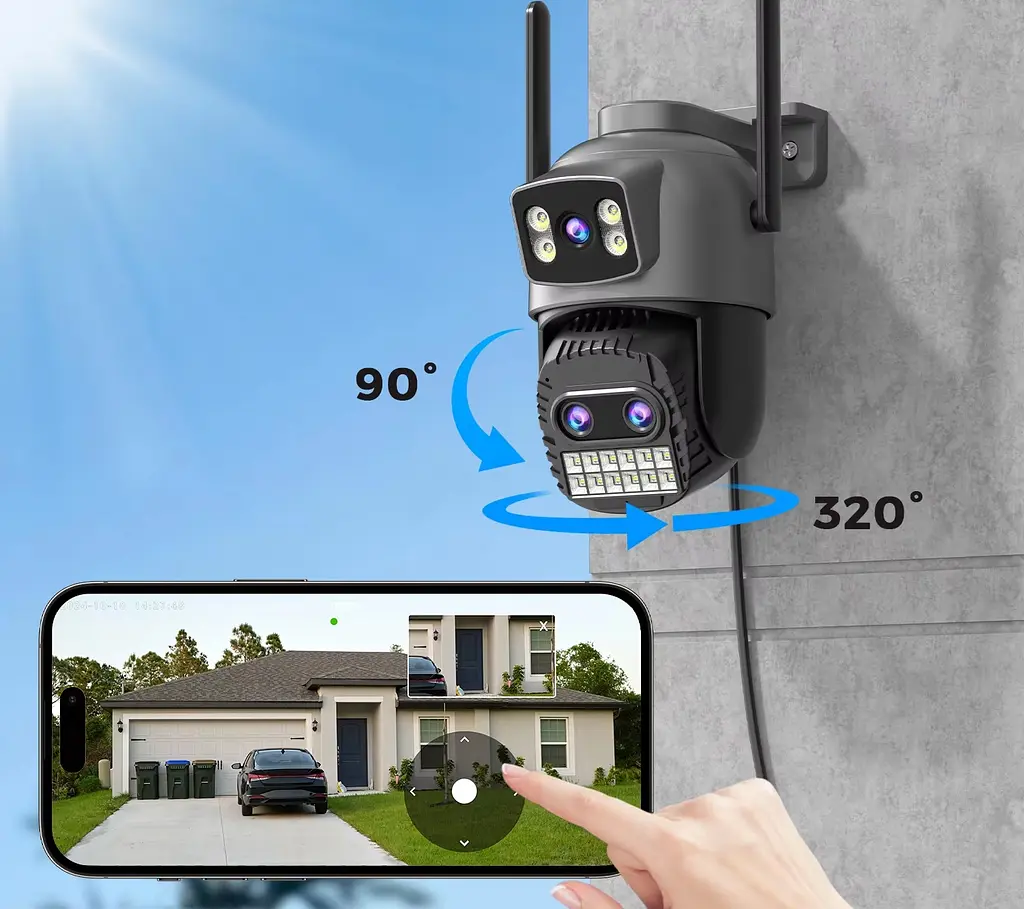 Вулична WiFi IPкамера Besder A20QQ  15Мп чорна 3 об'єктиви Zoom 10-кратний - фото 5