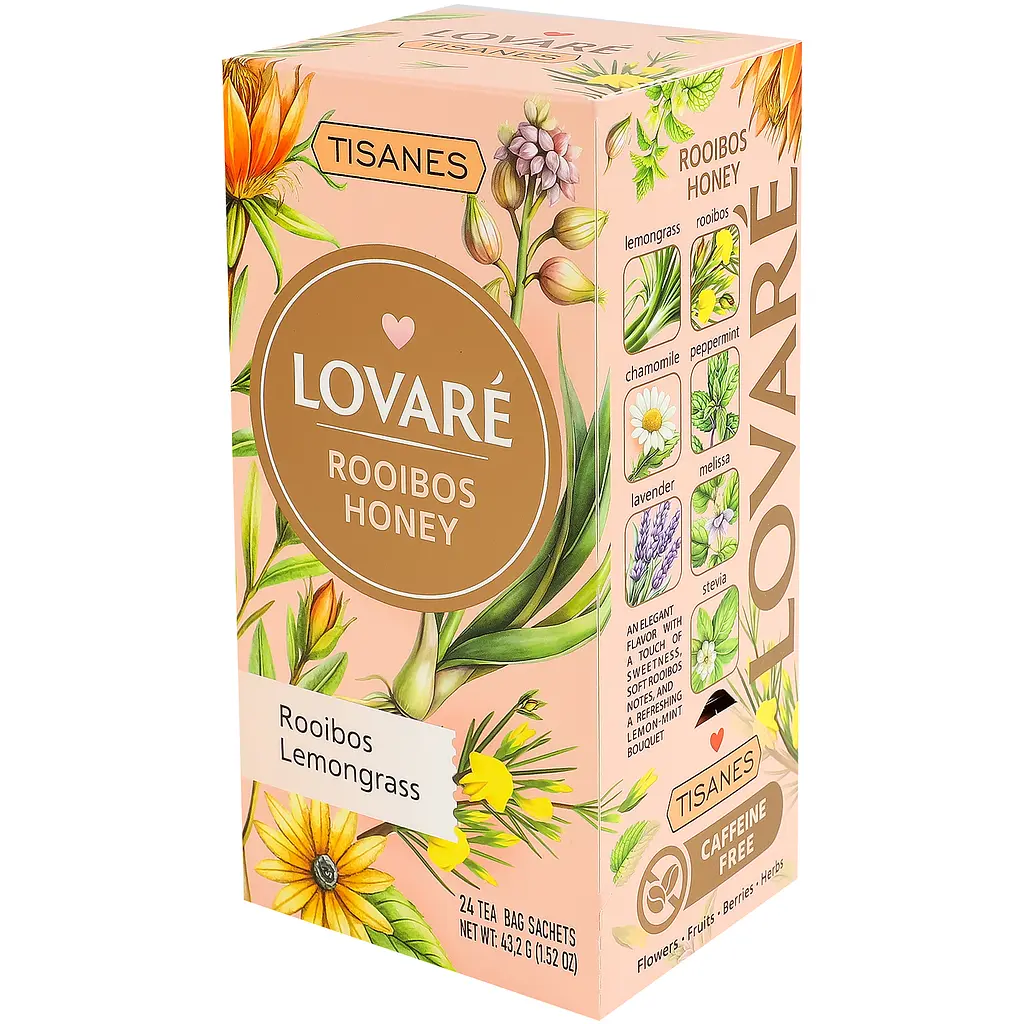 Чай Lovare Tisanes Rooibos Honey бленд ройбушу та трав’яного чаю з квітами 43.2 г (24 шт. х 1.8 г) - фото 4