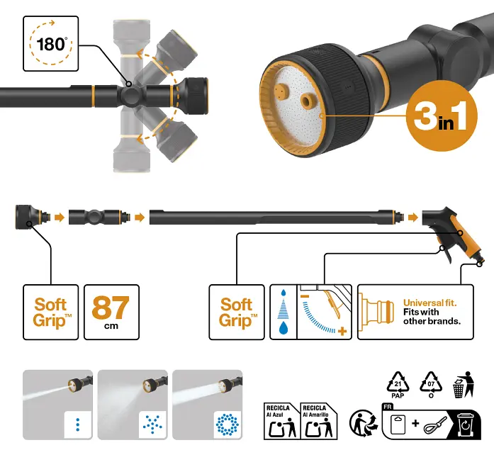 Штанга-розпилювач для поливу Fiskars з 3 функціями (1065488) - фото 2