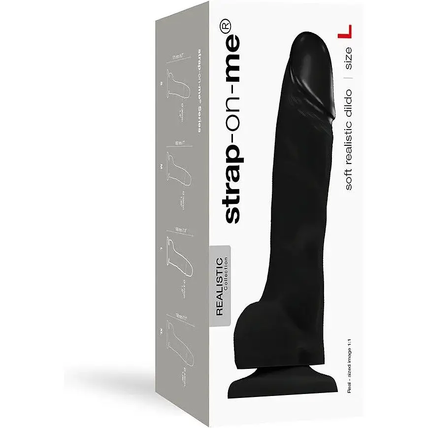 Реалістичний фалоімітатор Strap-On-Me Soft Realistic Dildo Black - Size L - фото 3