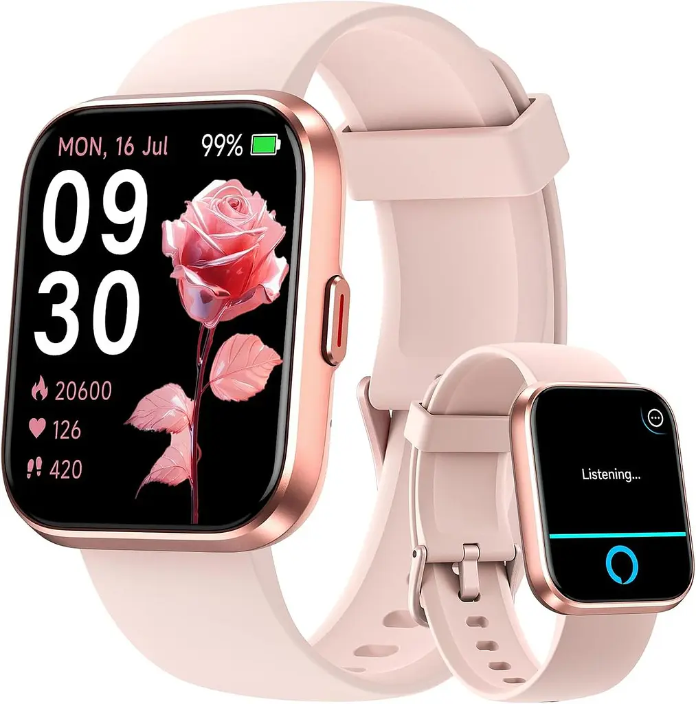 Смарт-годинник жіночий Fitpolo 1.8" з Alexa, Bluetooth-дзвінками, SpO2, 110+ спортивними режимами та IP68