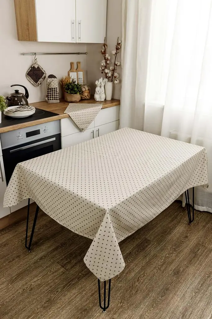 Скатерть Прованс Хозяйка Горох 136х120 см коричневая (31560) - фото 3