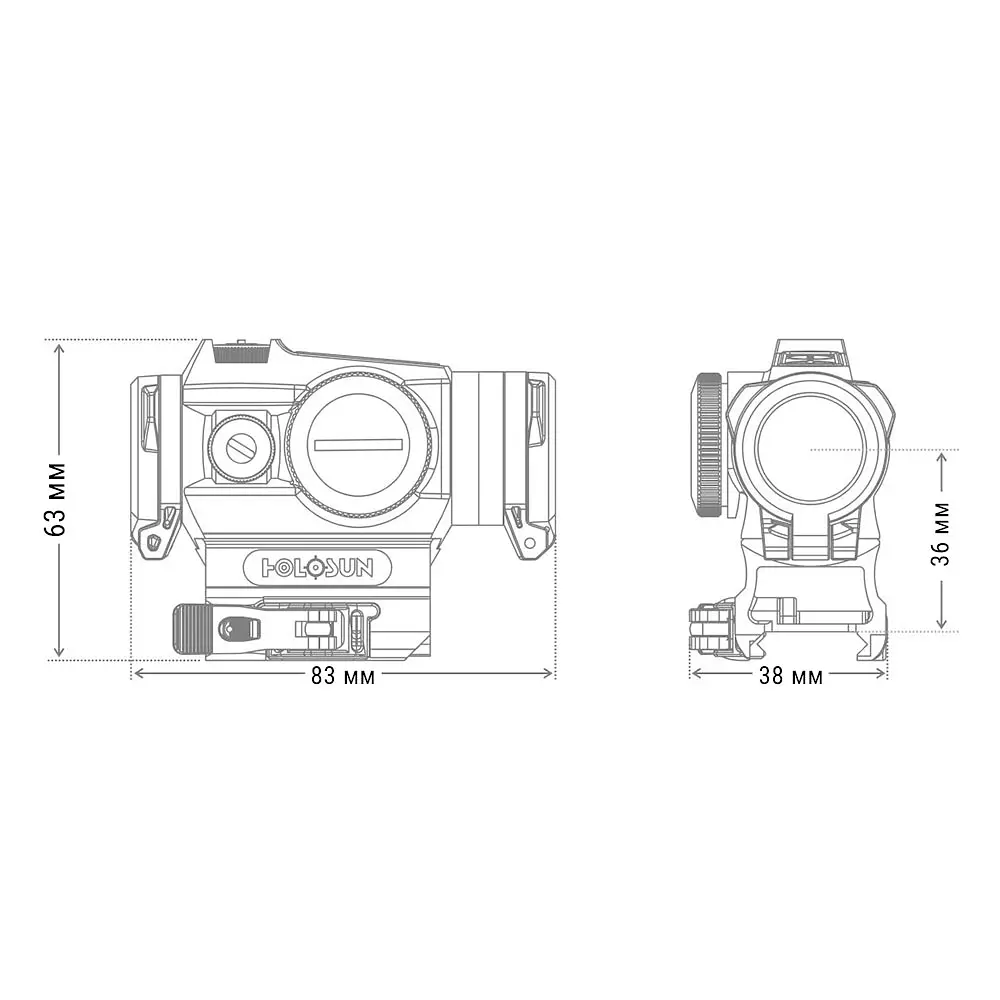 Коллиматорный прицел HOLOSUN HE515GT-GR - фото 6