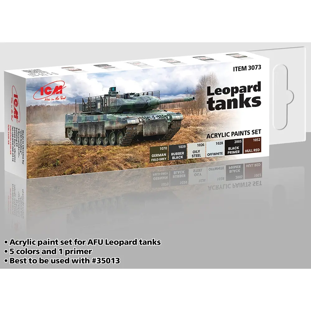 Фарба ICM Holding AFU Leopard tanks набір акрилових фарб 6 пляшок х 12мл - фото 2