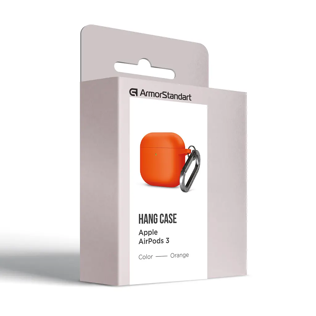 Силіконовий чохол для навушників Apple AirPods 3, Hang Case, помаранчевий, ультратонкий захисний кейс товщиною 2 мм, захист від подряпин, пилу та ударів, компактний, з карабіном для кріплення, ArmorStandart (ARM60318) - фото 8