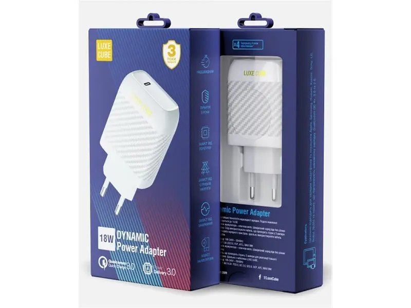 Мережевий зарядний пристрій Luxe Cube Dynamic 18 W White (1USBx3A) (4446689880643) - фото 3