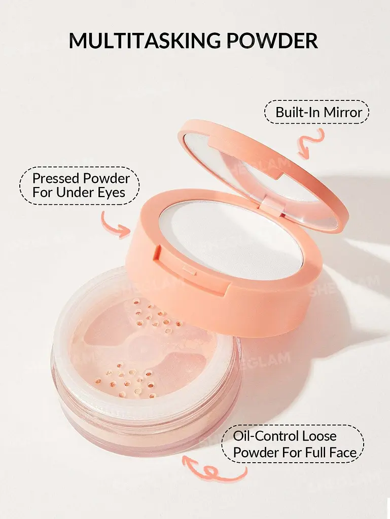Матуюча пудра Sheglam Insta-Ready Face & Under Eye Setting Powder Duo-Bisque - фото 2