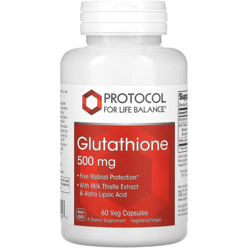 Глутатион Protocol for Life Balance Glutathione 500 мг 60 капсул - фото 1