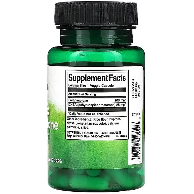 ДГЭА и прегненолон для мозга Swanson DHEA & Pregnenolone Complex 60 вегетарианских капсул (100-60-9475966-20) - фото 2