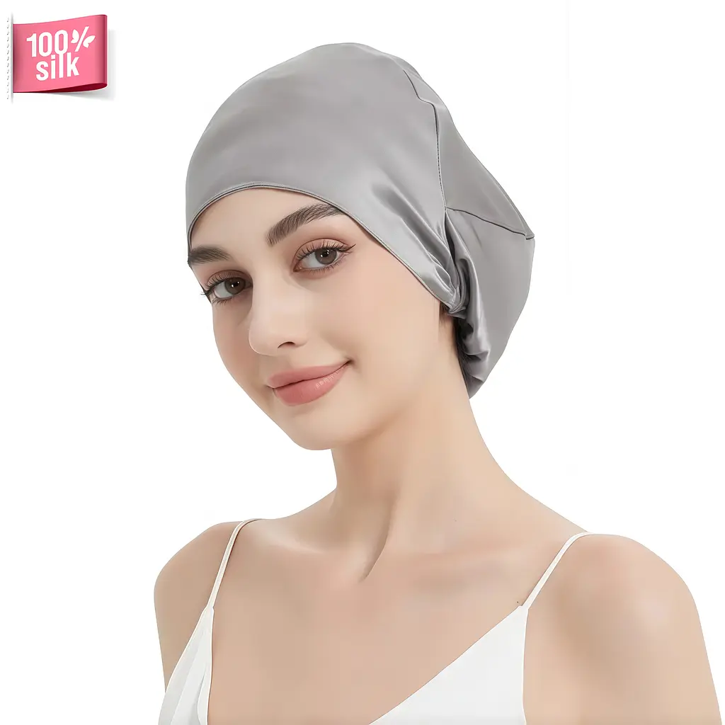 Шовкова нічна шапочка MaryuPHair для збереження зачіски (сірий)