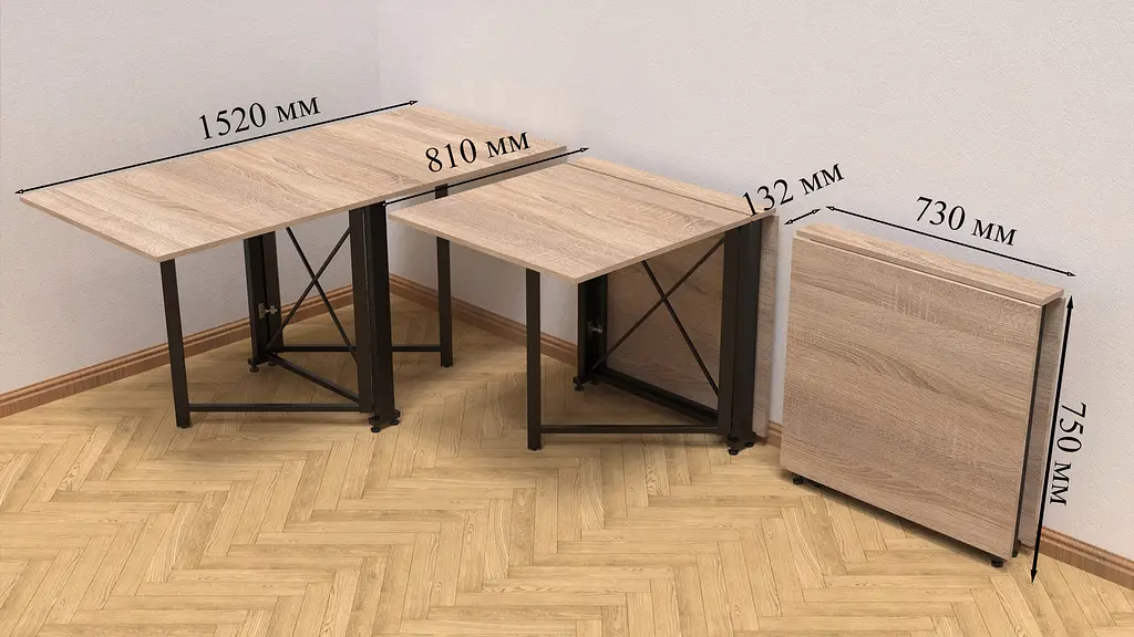 Стол-книга трансформер Орион 2 Ferrum-decor 750x1520x730 Черный металл ДСП Дуб Сонома 16 мм (FRD-104586) - фото 5