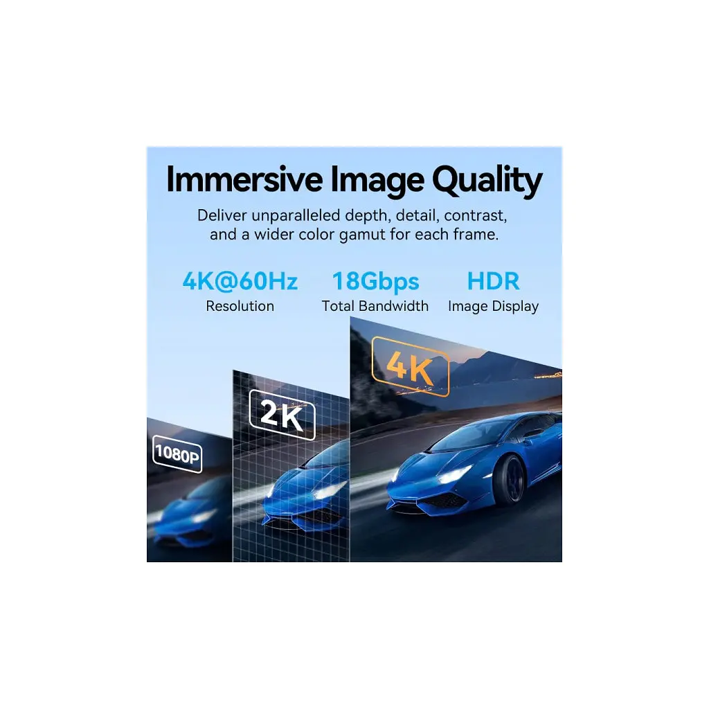 Кабель мультимедійний HDMI M to HDMI M 0.5m V2.0 4K60Hz braided zinc alloy black Vention (ALMBD) - фото 9