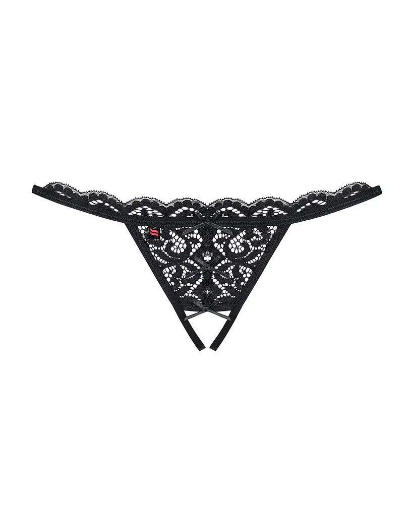 Жіночі стрінги Obsessive 831-THC-1 Crotchless Thong Black L/XL - фото 4